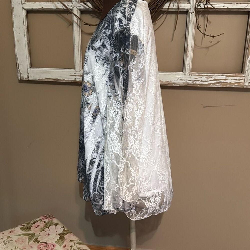 Vintage Brittany Black lace blouse womens size 3xl black white whimsigoth fairy - Picture 4 of 9